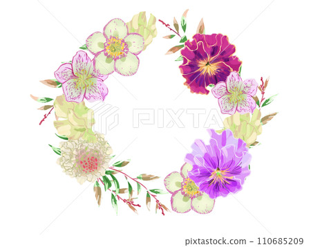 Pansy Christmas Rose Wreath 110685209