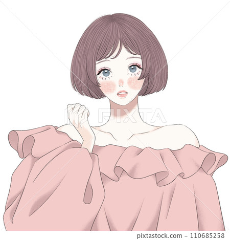 A smart woman looking up at me 110685258