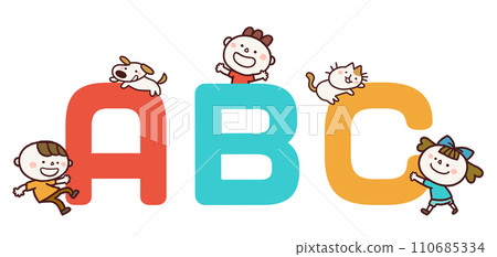 Abc 和可愛的兒童插畫 Abc 和可愛的兒童插畫 110685334