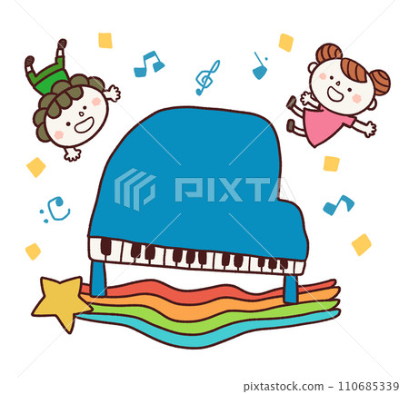 Illustration of children enjoying the piano 110685339