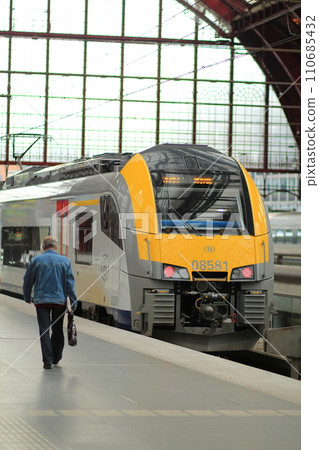 Intercity waiting for departure at Antwerp Central Station (Antwerp, Belgium) 110685432