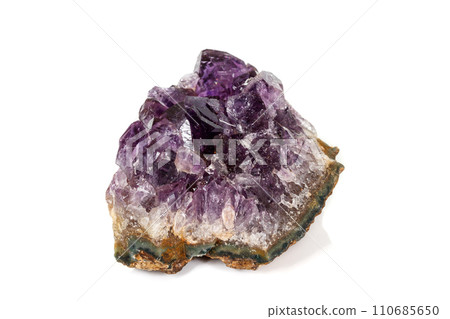 Amethyst Crystal Druse macro mineral on white background Amethyst Crystal Druse macro mineral on white background 110685650