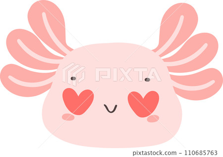 Cute Axolotl Valentine with heart cartoon hand drawing Cute Axolotl Valentine with heart cartoon hand drawing 110685763