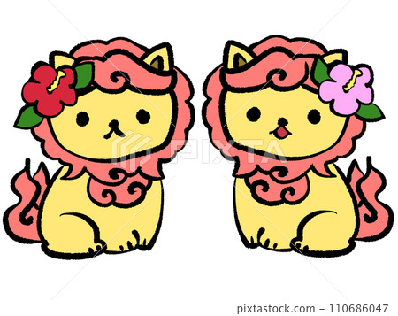 可愛的守護狗和獅子 可愛的守護狗和獅子 110686047