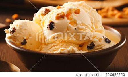 杯中美味朗姆酒葡萄乾冰淇淋“人工智能生成圖像” 杯中美味朗姆酒葡萄乾冰淇淋“人工智能生成圖像” 110686250