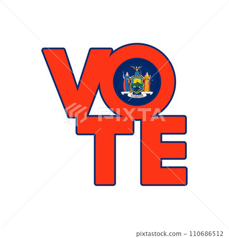 Vote sign, postcard, poster. Banner with New York flag. Vector illustration. 110686512