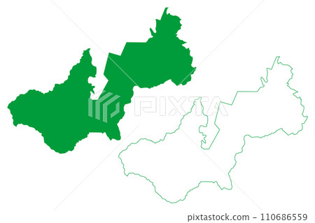 Vale do Anari municipality (State of Rondonia, RO, Municipalities of Brazil, Federative Republic of Brazil) map vector illustration, scribble sketch map 110686559