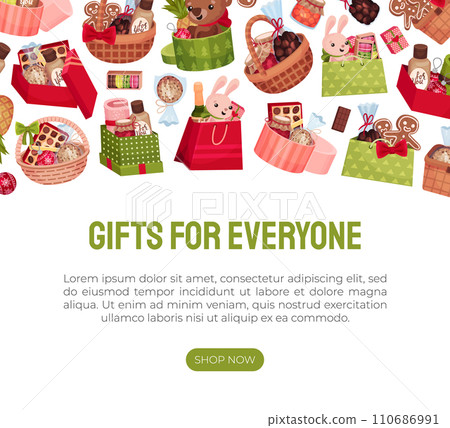 Gift and Present Shop Banner Design Vector Template 110686991