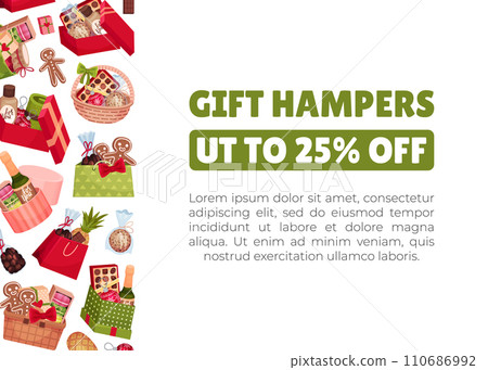 Gift and Present Shop Banner Design Vector Template Gift and Present Shop Banner Design Vector Template 110686992