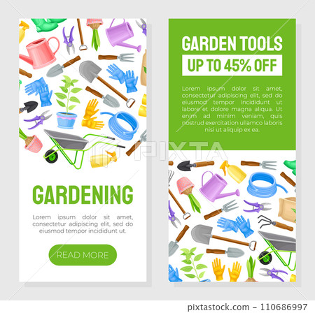 Garden Tool and Equipment Banner Design Vector Template 110686997
