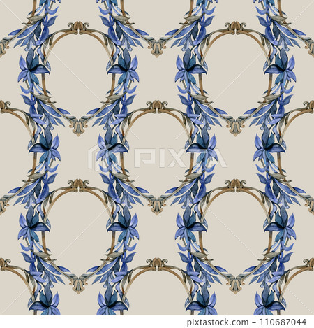 Baroque ornament seamless pattern Luxury watercolor trendy texture. Vintage retro old styled Baroque ornament seamless pattern Luxury watercolor trendy texture. Vintage retro old styled 110687044