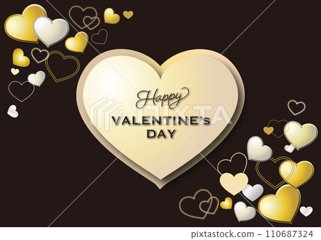 Valentine frame with black and gold hearts 110687324