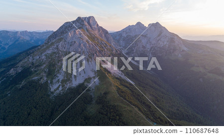 aerial photograph of Mount Komovi at sunset aerial photograph of Mount Komovi at sunset 110687648