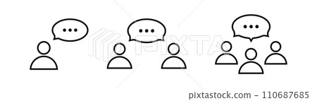 People talking line icon set. Group of people 110687685