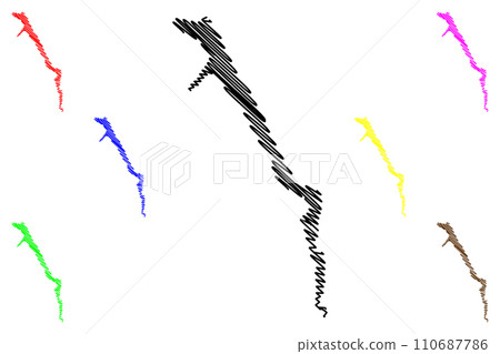 Lake Tinnsja (Kingdom of Norway) map vector illustration, scribble sketch Lake Tinn map 110687786