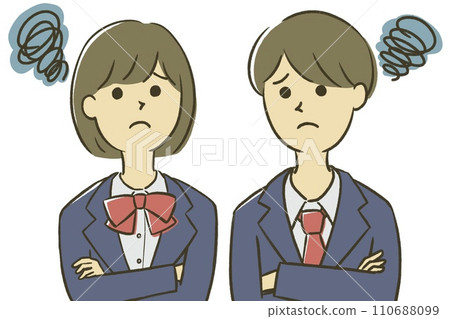 A confused male and female student 110688099