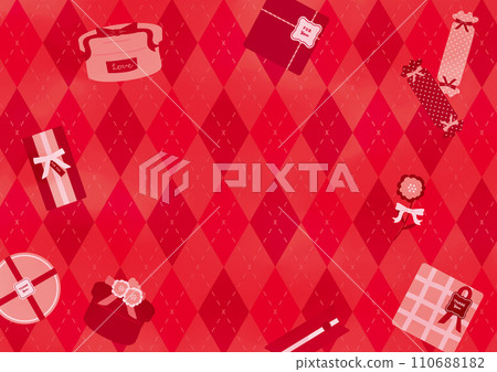 Valentine background material with argyle pattern and gift box 110688182