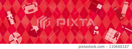 Valentine background material with argyle pattern and gift box 110688187