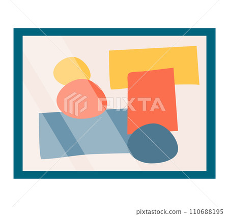 Abstract geometric shapes composition in primary colors. Minimalist artwork with circles, rectangles. Contemporary art and modern design vector illustration. Abstract geometric shapes composition in primary colors. Minimalist artwork with circles, rectangles. Contemporary art and modern design vector illustration. 110688195