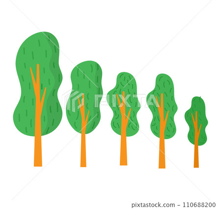 Cartoon trees in different sizes, simple greenery illustration. Environment, nature elements, park scenery vector illustration. Cartoon trees in different sizes, simple greenery illustration. Environment, nature elements, park scenery vector illustration. 110688200
