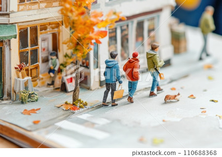 Watercolor painting of crowd of people walking in urban city. Watercolor painting of crowd of people walking in urban city. 110688368