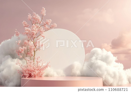 Minimal 3d podium product display beautiful background with high clouds. 110688721