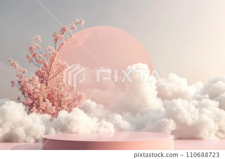 Minimal 3d podium product display beautiful background with high clouds. 110688723