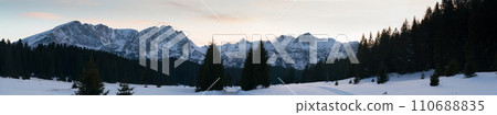 Durmitor mountains winter landscape panorama 110688835
