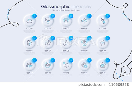 Set of Veterinary clinic, Elephant on ball and Pet tags line icons for web app. Winner cup, Dog bone, Lightweight icons. Dog feeding, Pets care, Animal tested signs. Stop fishing, Pet shelter. Vector Set of Veterinary clinic, Elephant on ball and Pet tags line icons for web app. Winner cup, Dog bone, Lightweight icons. Dog feeding, Pets care, Animal tested signs. Stop fishing, Pet shelter. Vector 110689258
