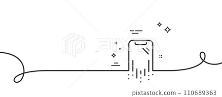 Smartphone recovery line icon. Continuous one line with curl. Phone backup sign. Mobile device symbol. Smartphone recovery single outline ribbon. Loop curve pattern. Vector Smartphone recovery line icon. Continuous one line with curl. Phone backup sign. Mobile device symbol. Smartphone recovery single outline ribbon. Loop curve pattern. Vector 110689363