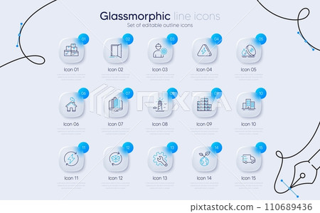 Set of Open door, Enterprise and Customisation line icons for web app. Wholesale inventory, Renewable power, Lighthouse icons. Truck delivery, Lightning bolt, Home signs. Save planet. Vector Set of Open door, Enterprise and Customisation line icons for web app. Wholesale inventory, Renewable power, Lighthouse icons. Truck delivery, Lightning bolt, Home signs. Save planet. Vector 110689436