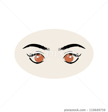Female eyes icon with eye brows. Illustration of woman's sexy luxurious eye with perfectly shaped eyebrows and full lashes. Hand-drawn Idea Female eyes icon with eye brows. Illustration of woman's sexy luxurious eye with perfectly shaped eyebrows and full lashes. Hand-drawn Idea 110689739