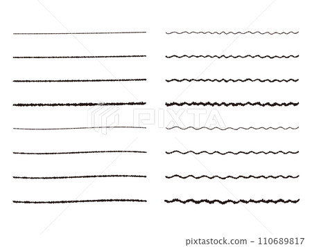 一組手繪直線和波浪線，可愛時尚的邊框，黑色和白色 110689817