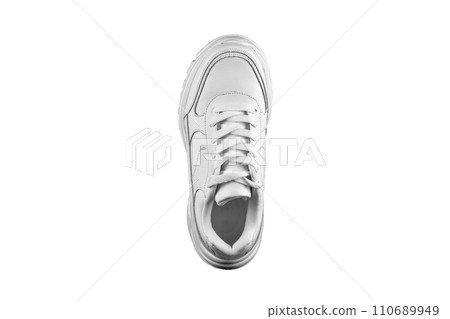 One white sneaker top view.Sports shoes. 110689949