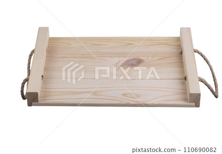 Wooden tray on a white background. 110690082