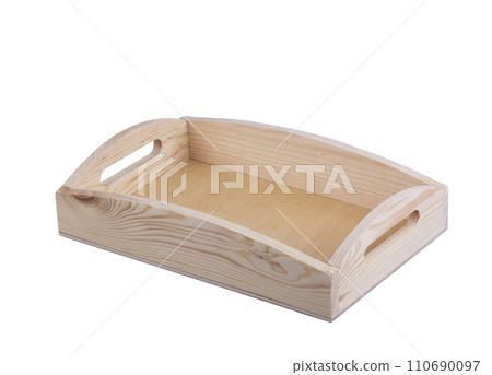 Wooden box on a white background. Tray. Wooden box on a white background. Tray. 110690097