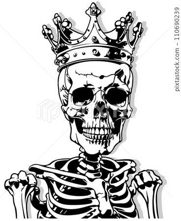 Drawing of Skeleton with Royal Crown on Head Drawing of Skeleton with Royal Crown on Head 110690239