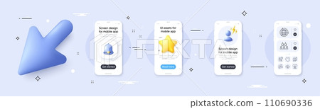 Voicemail, Puzzle and Globe line icons pack. Phone screen mockup with 3d cursor. Alert, star and placeholder. File storage, Waterproof, Architect plan web icon. Vector Voicemail, Puzzle and Globe line icons pack. Phone screen mockup with 3d cursor. Alert, star and placeholder. File storage, Waterproof, Architect plan web icon. Vector 110690336
