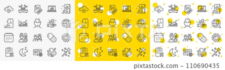 Outline Capsule pill, Online statistics and Calendar line icons pack for web with Internet book, Doctor, Cloud computing line icon. Mental health, Voicemail, Wifi pictogram icon. Moon. Vector Outline Capsule pill, Online statistics and Calendar line icons pack for web with Internet book, Doctor, Cloud computing line icon. Mental health, Voicemail, Wifi pictogram icon. Moon. Vector 110690435