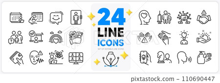 Icons set of Video conference, Wallet and Family questions line icons pack for app with Wash hands, Elevator, Electric app thin outline icon. Medical vaccination, Clean hands. Vector Icons set of Video conference, Wallet and Family questions line icons pack for app with Wash hands, Elevator, Electric app thin outline icon. Medical vaccination, Clean hands. Vector 110690447