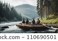 People on a raft on a mountain river 110690501