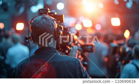 Interview crew camera Interview crew camera 110690616