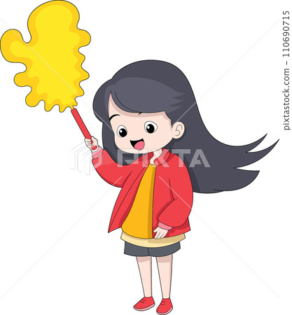 Illustration of the celebration party, the girl is turning on the celebration flare Illustration of the celebration party, the girl is turning on the celebration flare 110690715