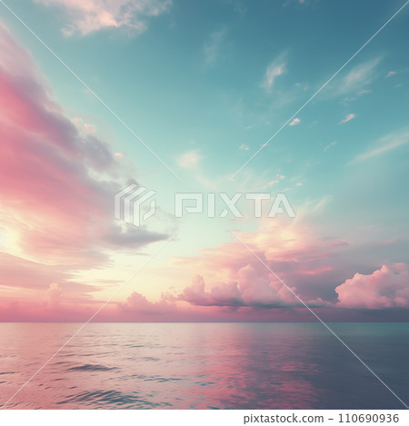 Sea and sunset sky. AI generated image 110690936