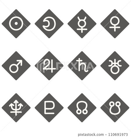 Black planet diamond icon set 110691973
