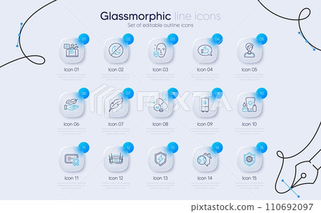 Set of Feedback, Certificate and Uv protection line icons for web app. Aluminium mineral, Arena stadium, Businesswoman person icons. Power safety, Insomnia, Feather signs. Lightweight. Vector Set of Feedback, Certificate and Uv protection line icons for web app. Aluminium mineral, Arena stadium, Businesswoman person icons. Power safety, Insomnia, Feather signs. Lightweight. Vector 110692097