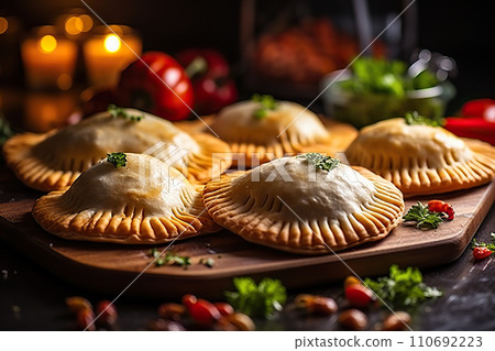 Freshly Baked Empanadas A Flavorful Delight Straight from the Oven. created with Generative AI Freshly Baked Empanadas A Flavorful Delight Straight from the Oven. created with Generative AI 110692223