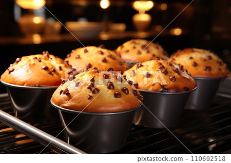 Irresistible Muffins A Tempting Array of Freshly Baked Muffins, Perfect for a Delicious and Satisfying Commercial Treat. created with Generative AI 110692518