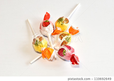 Candy lollipops of different tastes. 110692649