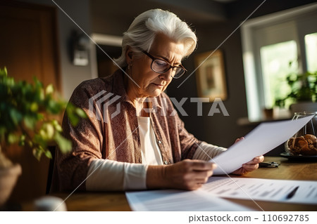 Wise Financial Management Pensioner Strategizing Budget, Loan, and Savings in Home Office. created with Generative AI 110692785